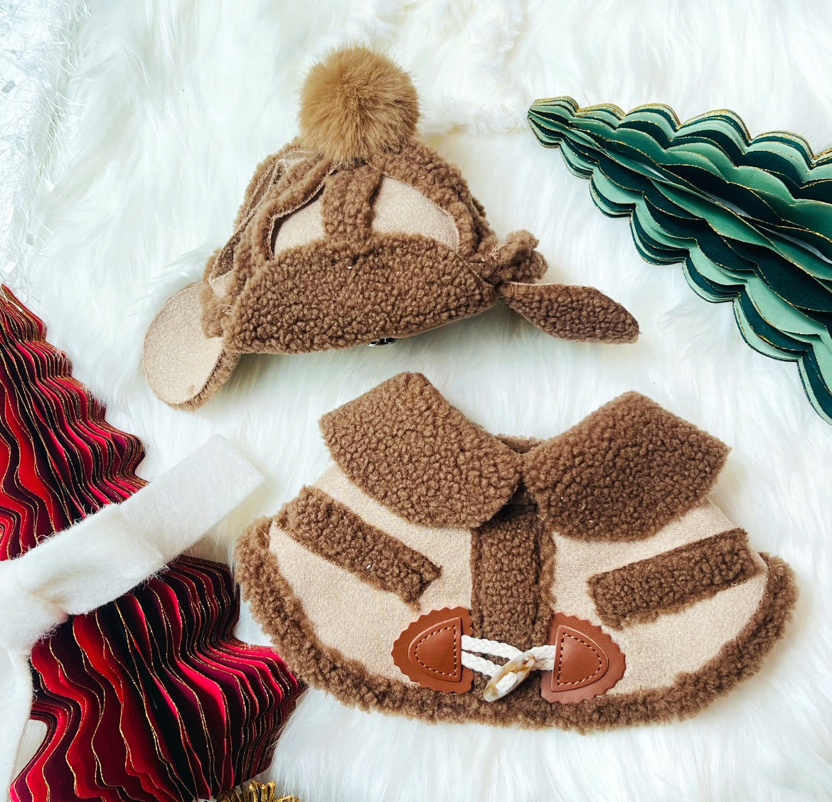 Korean Style Brown Fleece Cape 韓風啡色毛絨圍巾