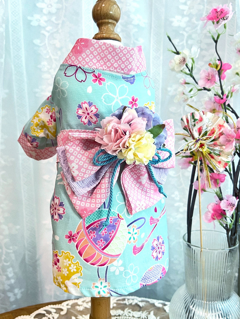 Gion Matsuri Pale Blue Yukata 夏日祭煙火大會之粉藍浴衣