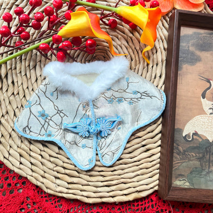Sky Blue Plum Blossom Qipao 中式天藍色梅花披肩
