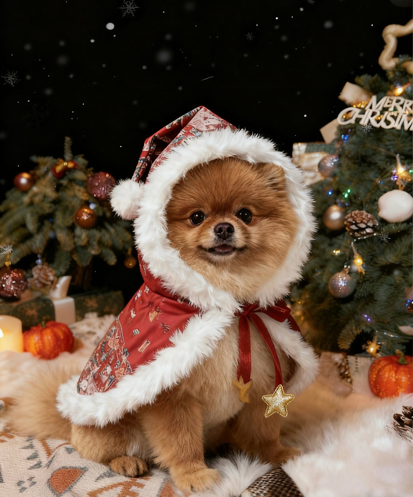 GDC0398 聖誕派對毛毛斗篷（白邊）