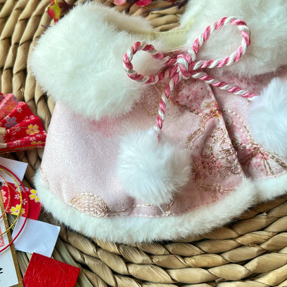 Golden Thread Flower Love Fur Shawl (Pink) 金線花之戀毛毛披肩（粉紅色）