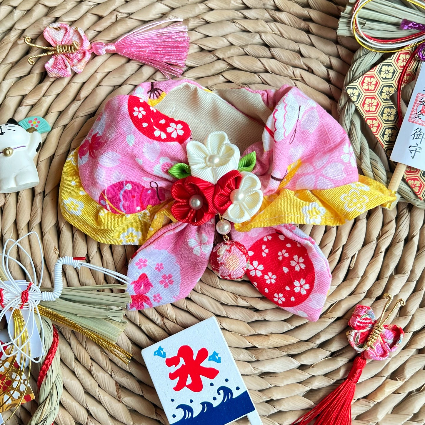 Kyoto Washi Flower Ball Yukata Towel (Bamboo Cloth) 京都和風花球浴衣巾（日本竹節布）