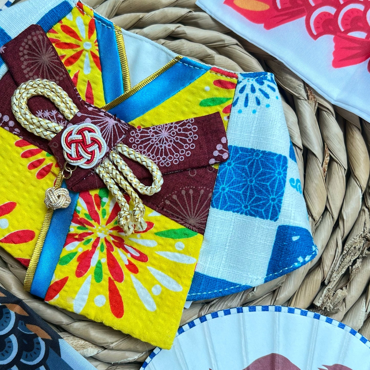 Fireworks festival yukata with Mizuhiki scarf 夏日祭煙花大會浴衣配水引結圍巾
