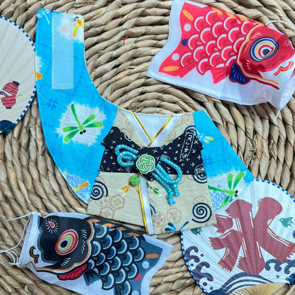 Dragonfly yukata with Mizuhiki scarf 夏日祭蜻蜓浴衣配水引結圍巾