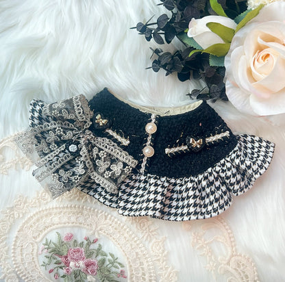 GDC0933 優雅千鳥格小香風圍巾（黑色）