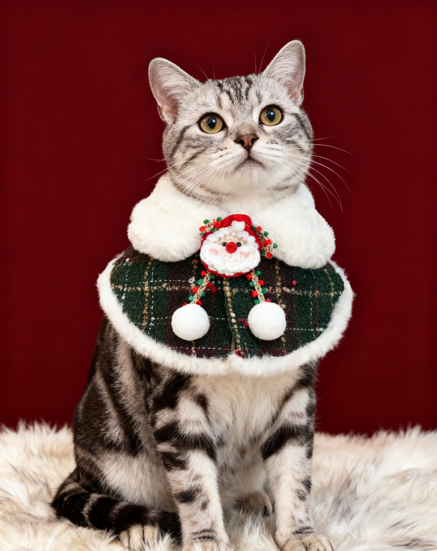 Fuzzy Cape with Santa (Santa毛毛披肩)