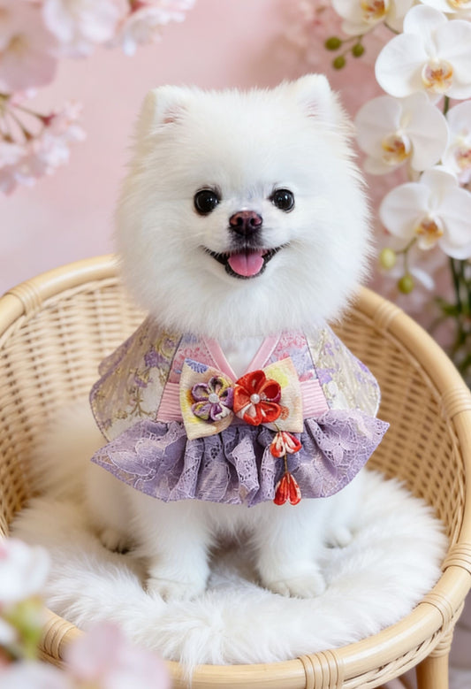 紫織花影和服領巾 Lavender Weave Floral Kimono Scarf