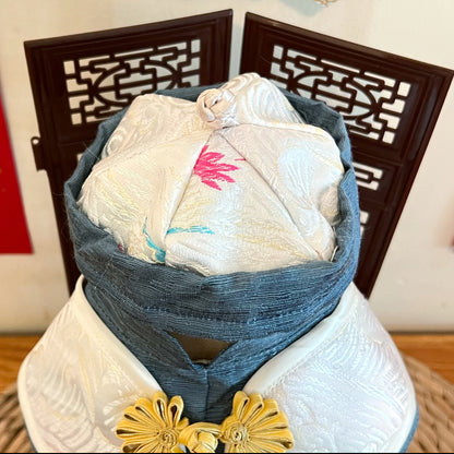 GDC0761 雲中鶴唐裝帽（杏金配深藍色）