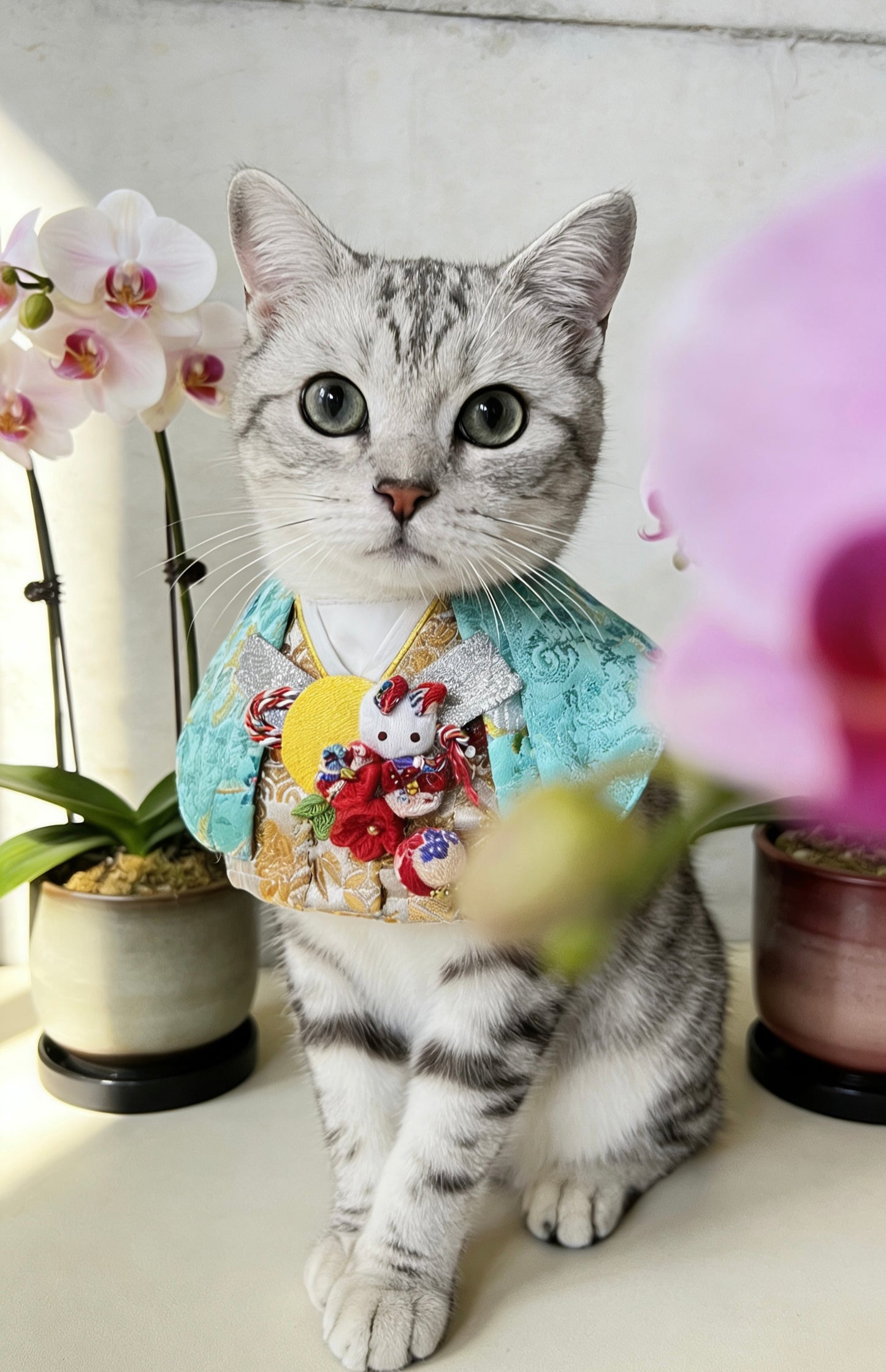 Moonhare Nishiki Kimono Scarf (Men's) 月兔錦領和服圍巾 （男款）