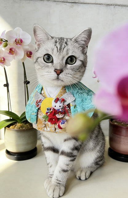 Moonhare Nishiki Kimono Scarf (Men's) 月兔錦領和服圍巾 （男款）