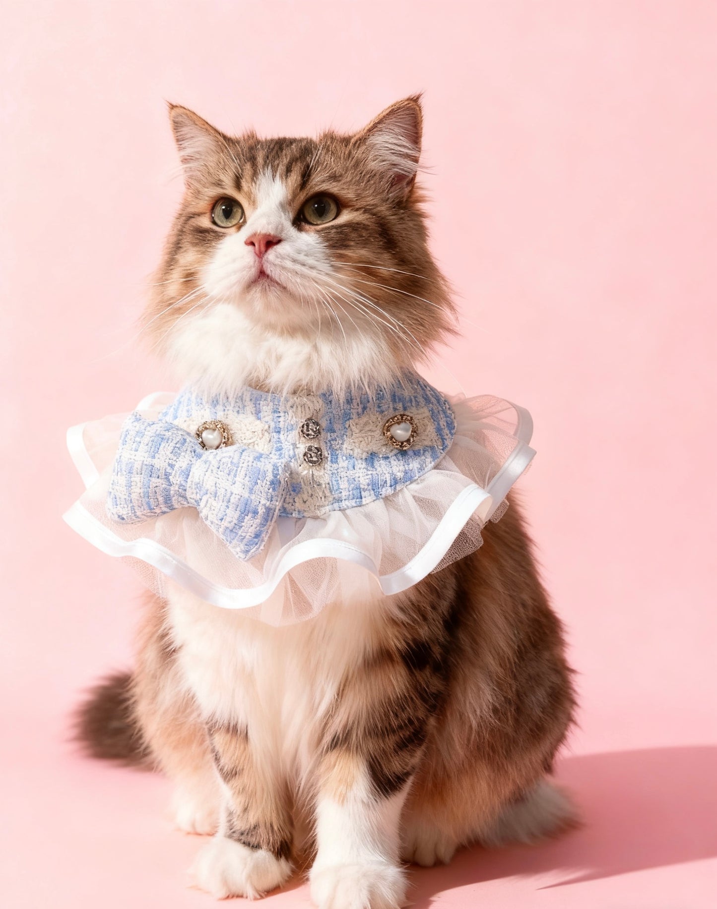 Cutie Blue Tweed Cape 可愛小香風圍巾(粉藍色)