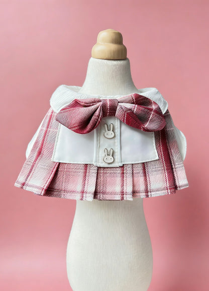 GDC0103 幼稚園女裝紅格圍巾 (包括雞仔袋)