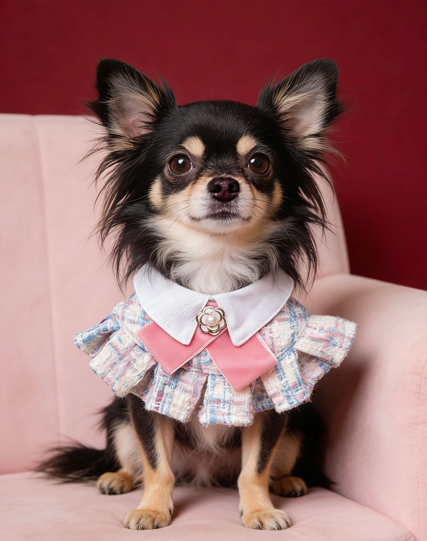 GDC0984 粉紅山茶花小香風圍巾