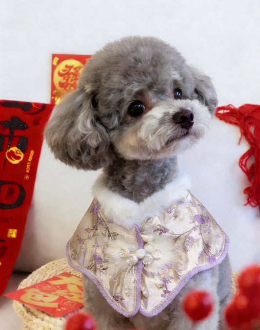 Purple Plum Blossom Chinese Pet Cape product image 2 | GutsDogCom