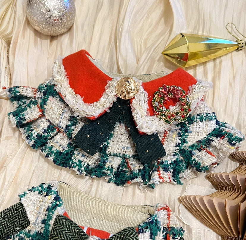 Tweed Green Wilderness Christmas Lady Scarf 粗毛綠野聖誕女裝