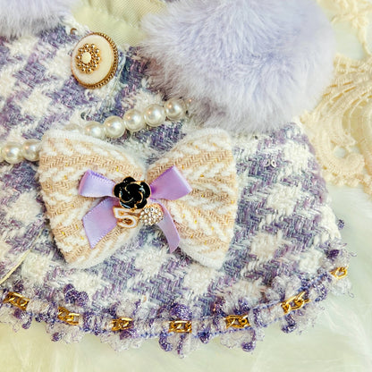 Purple Beauty Fuzzy Cape（With Crochet Bag) 紫蝶夫人毛毛披肩圍巾（配包包）