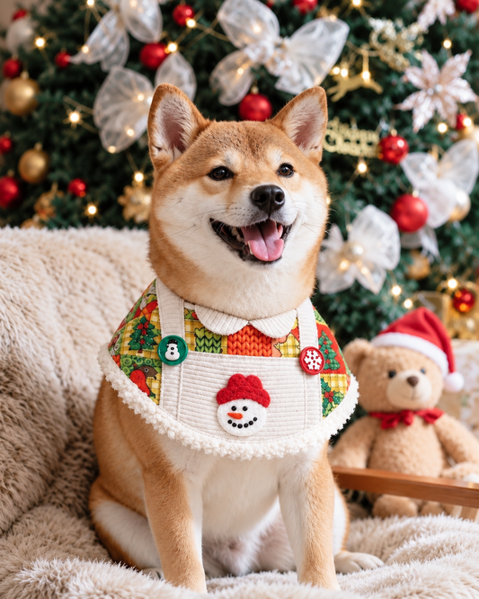 Snowman Overalls Pet Scarf