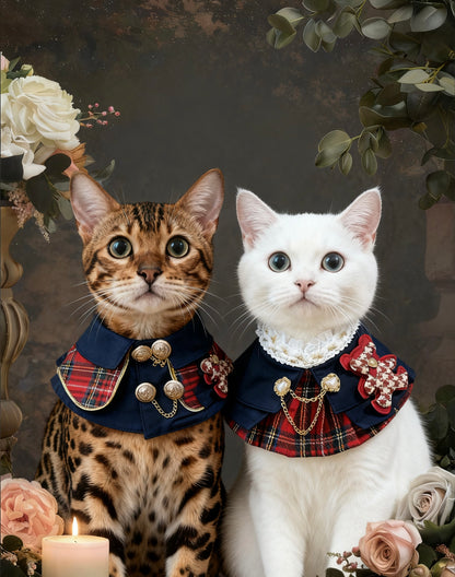 British Blue Tartan Scarf 古典復古英倫藍紅圍巾