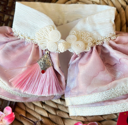 GDC0759 水墨中式披紗（粉配淺金邊）