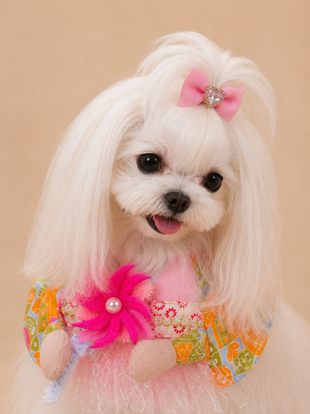 Fireworks Festival Sakura Kimono Pet Scarf – Girl product image | GutsDogCom