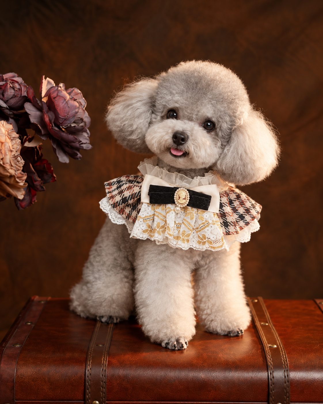 Royal Vintage Brown Plaid Pet Scarf - Girl