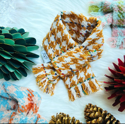 Ginger Yellow Houndstooth Scarf 薑黃色千鳥格頸巾