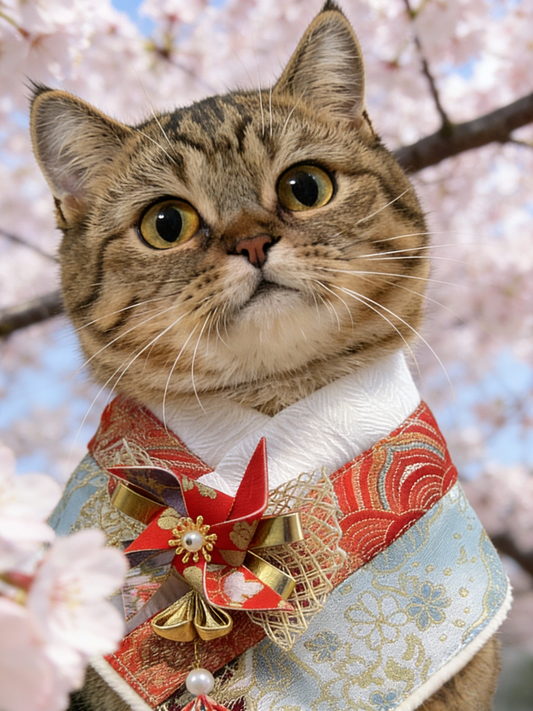 Lucky Windmill Sakura Hana Kinran Scarf detail | GutsDogCom
