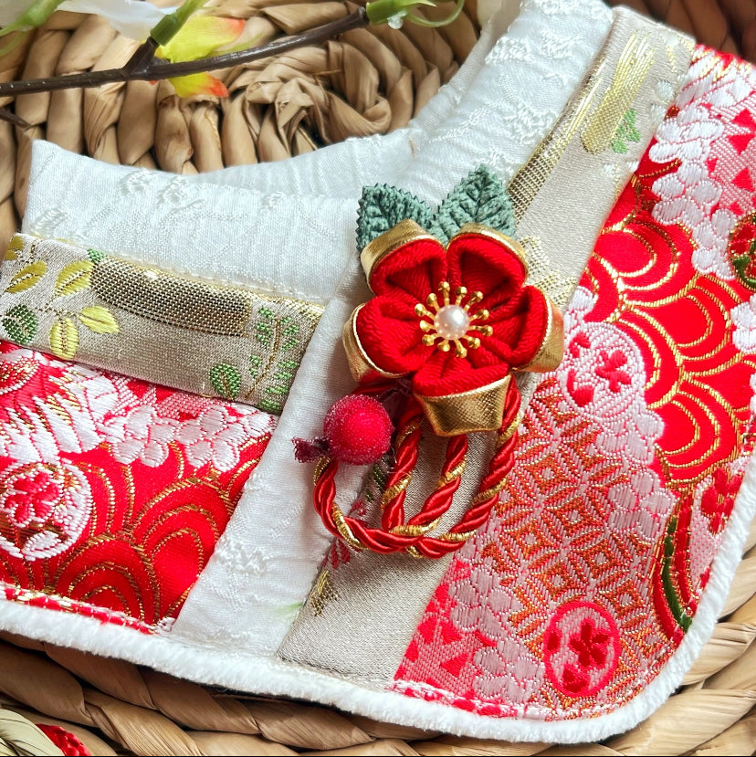 GDC0555 紅花和服領巾（紅色）