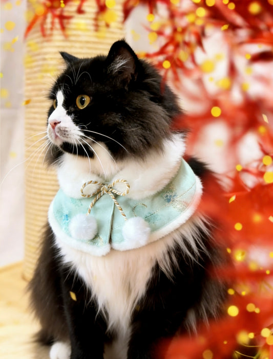 Golden Thread Flower Love Fur Shawl (Mint-Green) 金線花之戀毛毛披肩（薄荷綠）