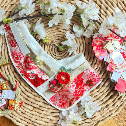 GDC0555 紅花和服領巾（紅色）