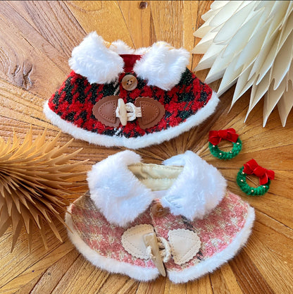 Christmas Wreath Fuzzy Cape（Pink) 聖誕花圈毛毛披肩(粉紅色）