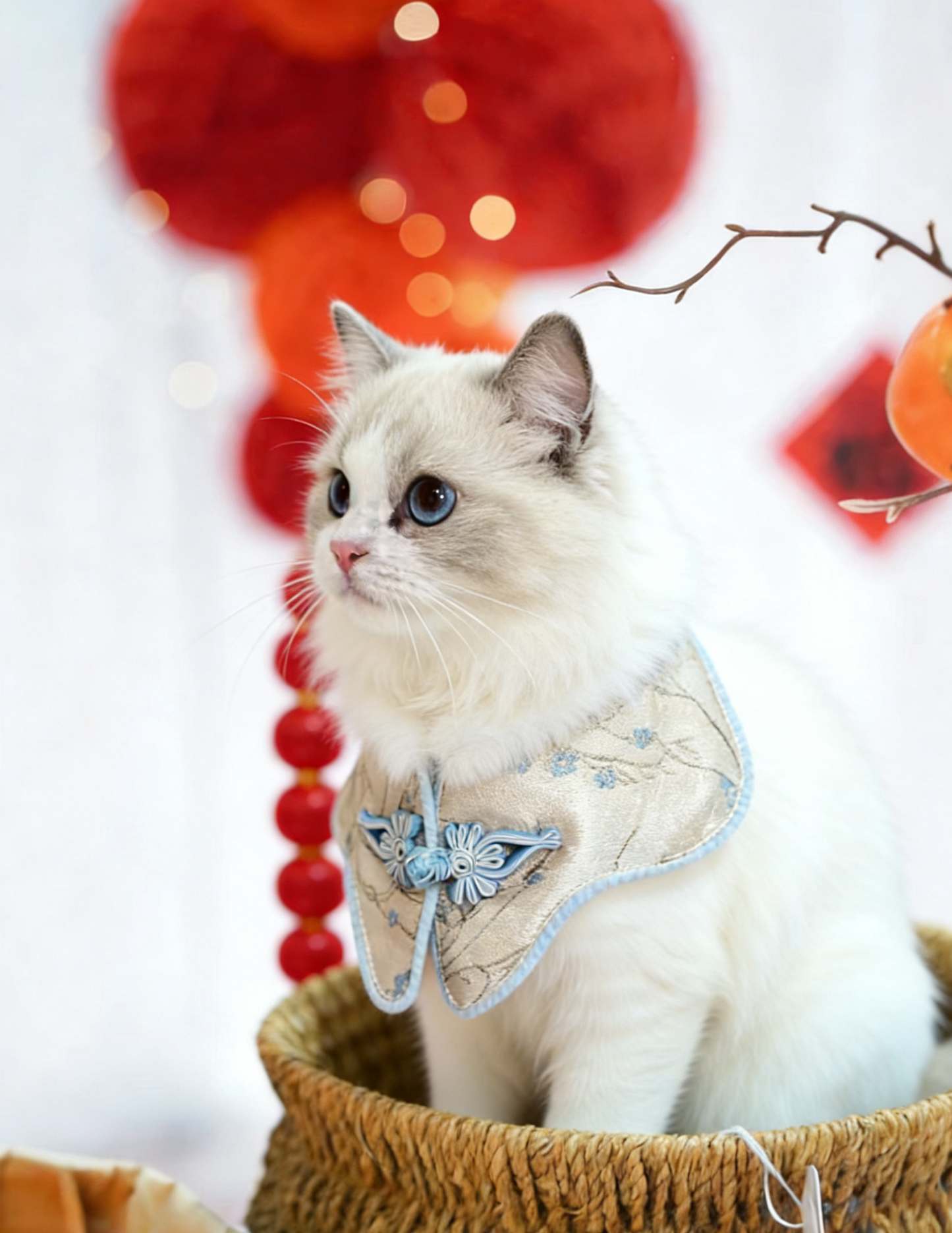 Sky Blue Plum Blossom Qipao 中式天藍色梅花披肩