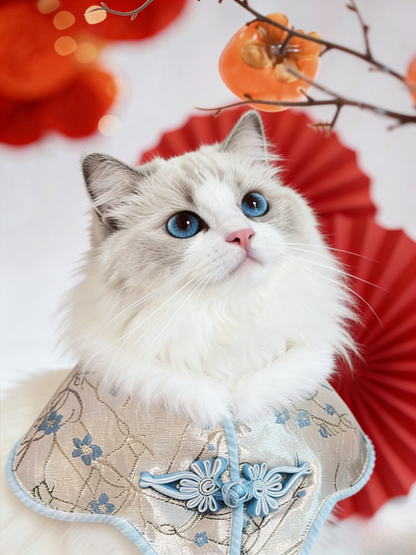 Sky Blue Plum Blossom Qipao 中式天藍色梅花披肩