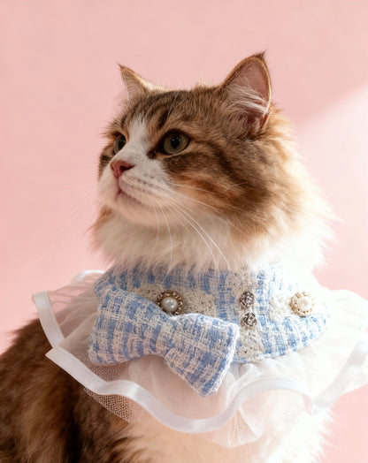 Cutie Blue Tweed Cape 可愛小香風圍巾(粉藍色)