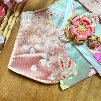 Sakura with Jade Rabbit Kimono Scarf 祭典月兔伴櫻花和服圍巾