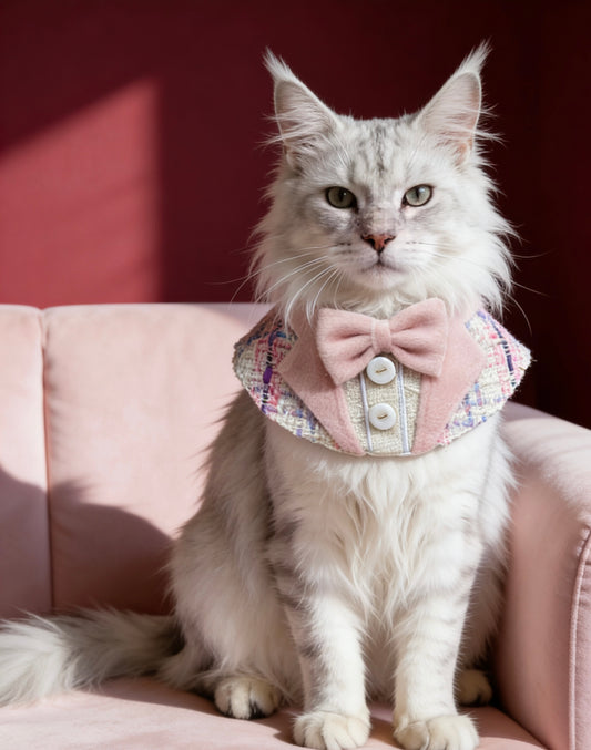 Pink Tweed Suit Pet Scarf product image 2 | GutsDogCom