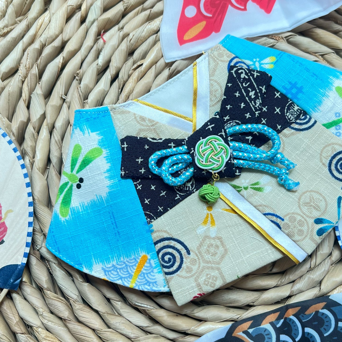 Dragonfly yukata with Mizuhiki scarf 夏日祭蜻蜓浴衣配水引結圍巾