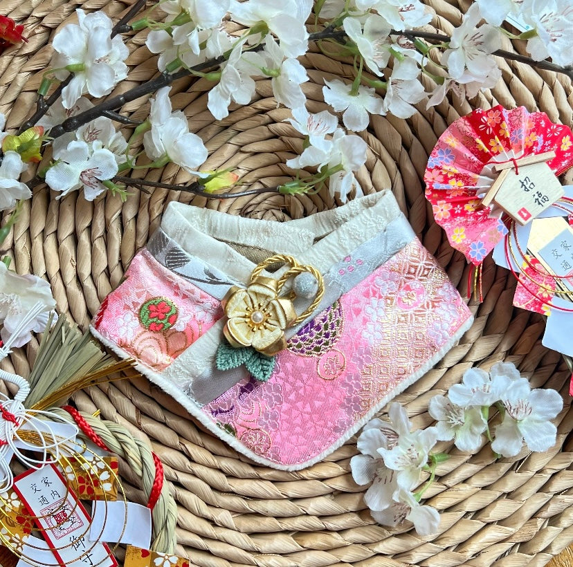 GDC0556 黃花和服領巾（淺粉紅色）