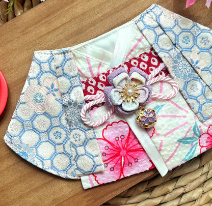 Japan Elegant Kimono with Cherry Blossom Scaft 日本優雅縐布紫櫻花圍巾