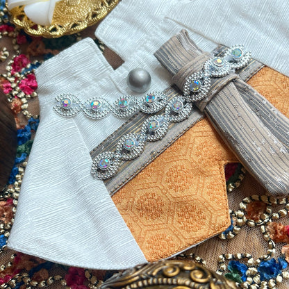 Kun Luo Men's Thai Scarf (White+Golden) Kun Luo男泰服圍巾 (白+黃金色）