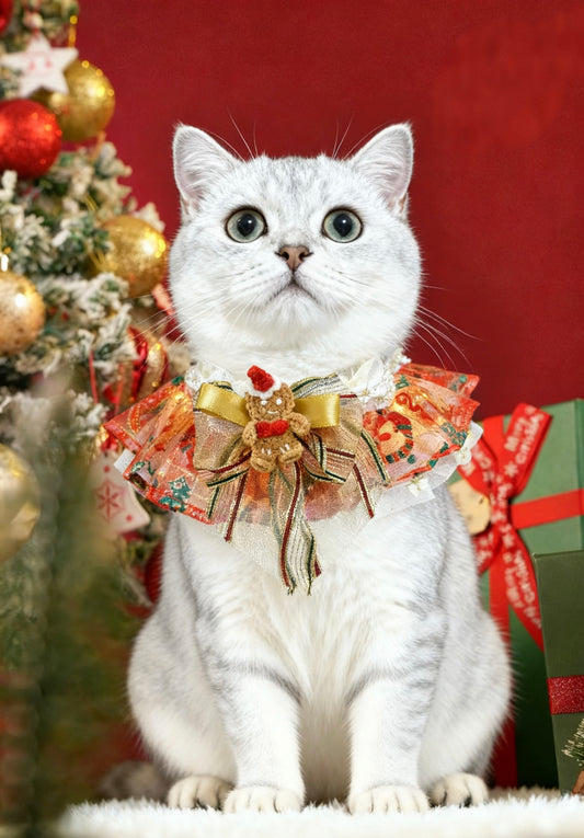 Light-Up Gingerbread Christmas Tulle Pet Scarf product image 2 | GutsDogCom