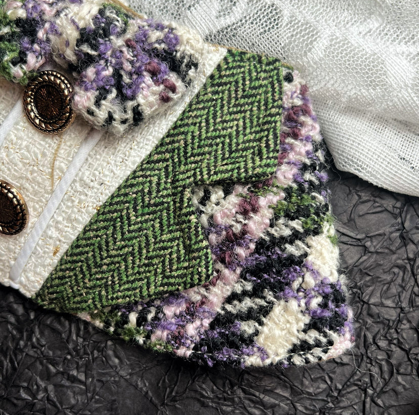 GDC0535 紫綠粗毛西裝圍巾