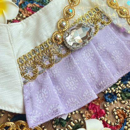 Kun Shi Women's Thai Scarf (Pink + Gold & Purple) Kun Shi女泰服圍巾  (粉紅+金紫)