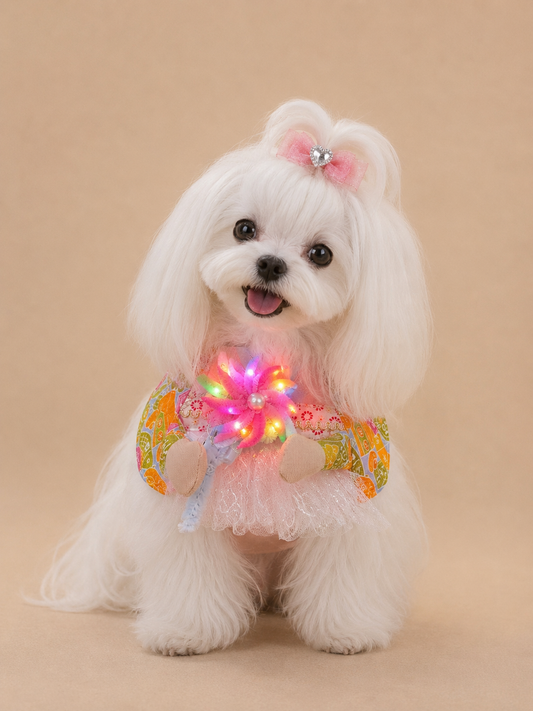 Fireworks Festival Sakura Kimono Pet Scarf - Girl