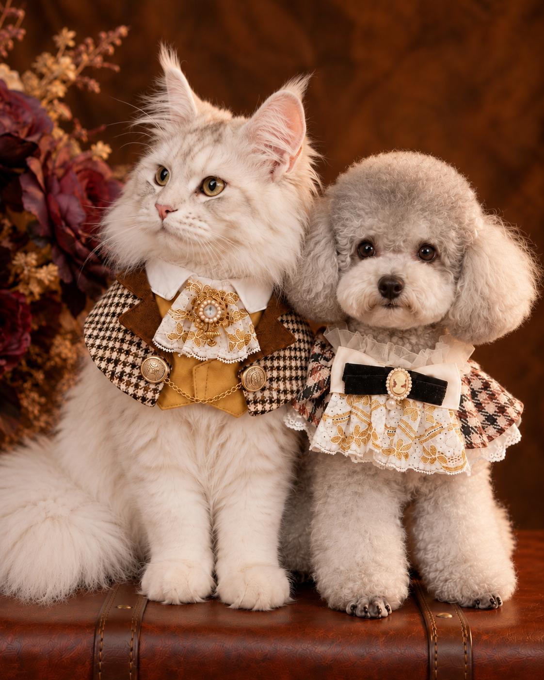 Royal Vintage Brown Plaid Pet Scarf - Girl