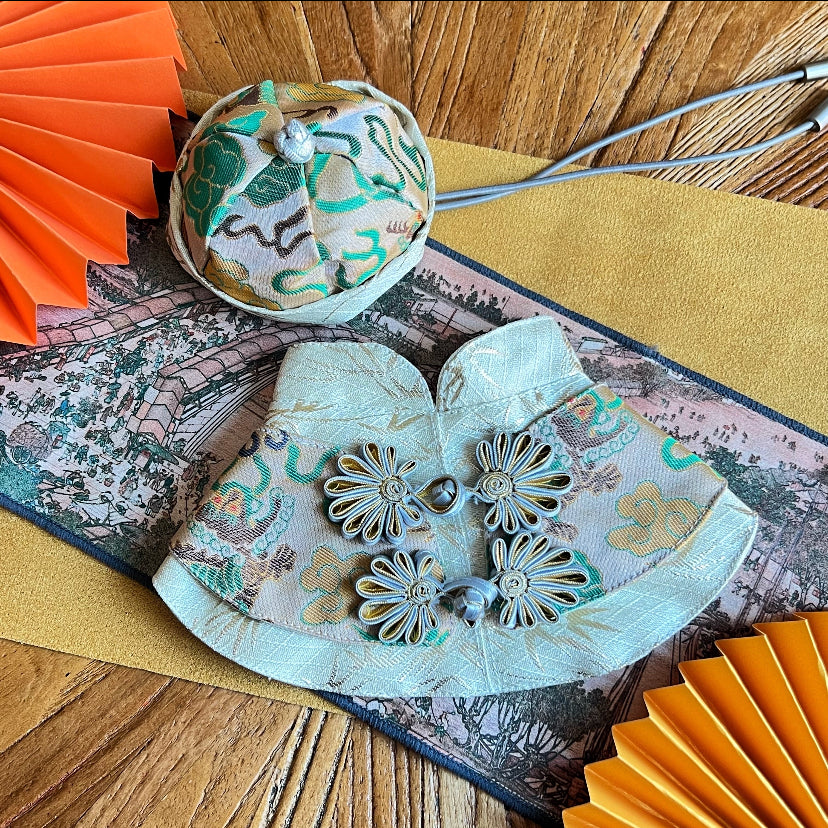 Green Dragon Scarf (Light Gold) 青龍龍袍圍巾（配淺金色）