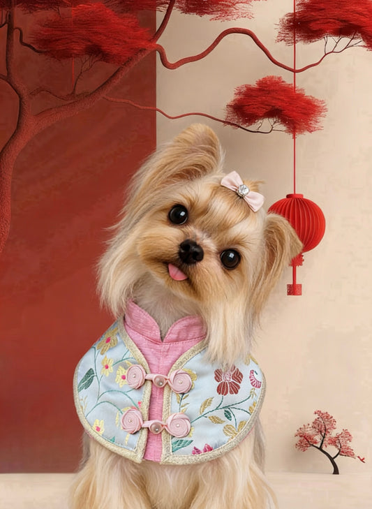 Elegant Embroidered Tang Suit Pet Scarf product image 2 | GutsDogCom