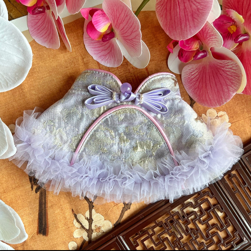 Chinese Light Yarn Bubble Cheongsam Scarf (Purple) 中式輕紗泡泡旗袍圍巾（紫色）