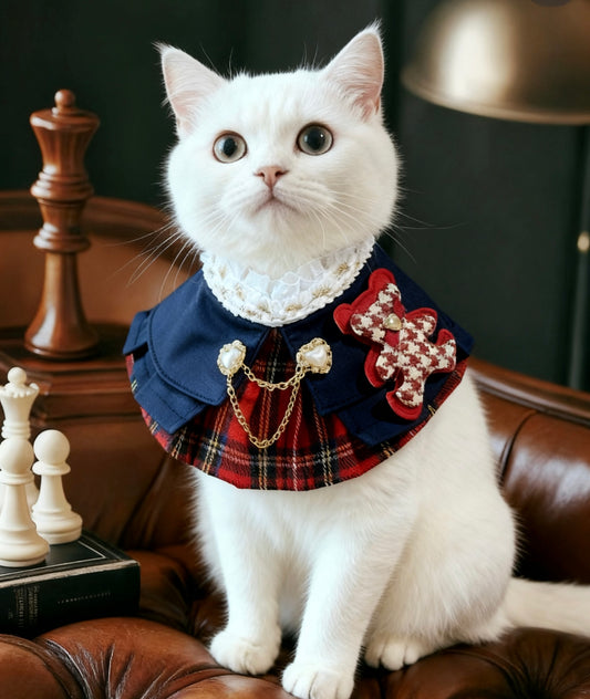 British Blue Tartan Scarf 古典復古英倫藍紅圍巾