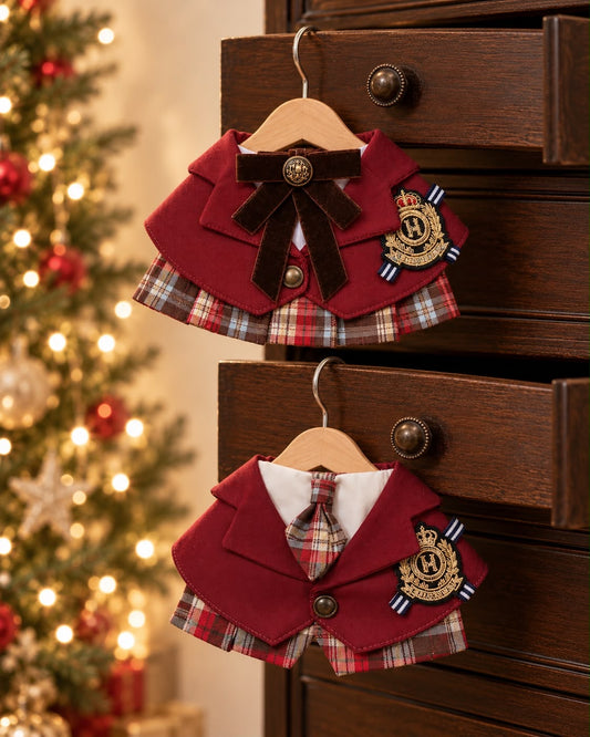 (Pre-order) Noël Tartan Academy – Burgundy Gentleman Scarf